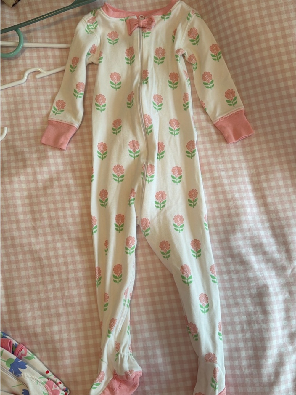 The Beaufort Bonnet Company Pink Floral Zip Footed Pajamas